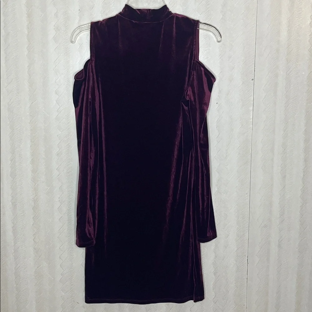 ❤️ AMBIANCE Girls Burgundy Velvet Cold Shoulder Long Sleeve Dress Size Large